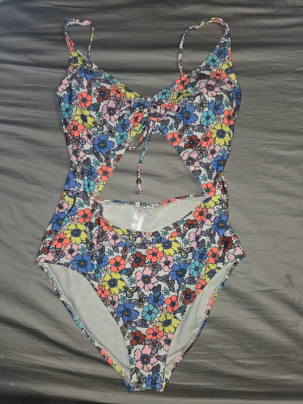 No Boundaries Floral Cutout One-Piece Swimsuit in Pink, Blue, Yellow, Coral